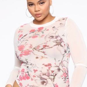 Sheer floral bodysuit